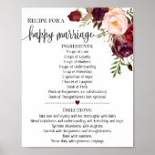 Rezept für glückliche Ehe Dusche Marsala Geschenk- Poster (Vorne)