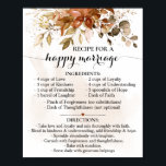 Rezept für glückliche Ehe Hochzeit im Herbst Gesch Poster<br><div class="desc">Klicken Sie auf "Design bearbeiten",  um das Layout zu personalisieren oder zu ändern (Textänderung,  Schriftart,  Schriftart). ** Bitte lesen Sie die vollständige Auflistung für die passende Einladung,  Brautparty-Spiele,  Tags und Signatur verfügbar**</div>