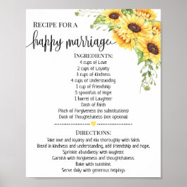 Rezept für glückliche Hochzeit Duschgeschenk Sonne Poster