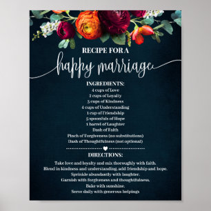 Rezept für glückliche Hochzeit Geschenk Wein Marin Poster