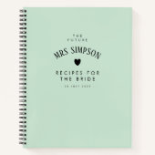 Rezept für grünes Brautparty Notizblock (Vorderseite)