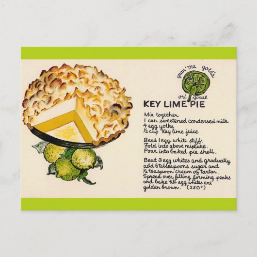 Rezept für Key Lime Pie Postkarte (Vorderseite)