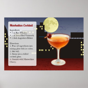 Rezept für Manhattan-Cocktail Poster
