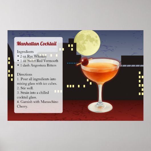 Rezept für Manhattan-Cocktail Poster (Vorne)