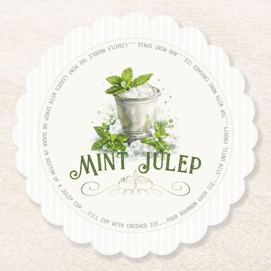 Rezept für Mint Julep Derby-Party Moderne Wasserfa Untersetzer (Vorderseite)