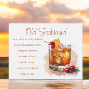 Rezept für Old Fashioned Drink mit Kirschen und Or Postkarte