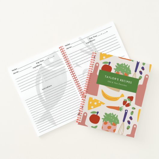 Rezept für Retro-Lebensmittelmuster Notizblock (Innenseite)