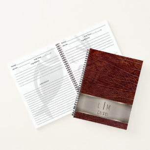 Rezept für rotes Lederlook-Monogramm Notizblock