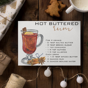 Rezept für Weihnachtscocktail Hot Buttered Rum Postkarte