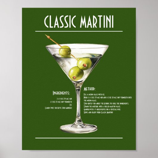Rezept Gin Martini Poster (Vorne)