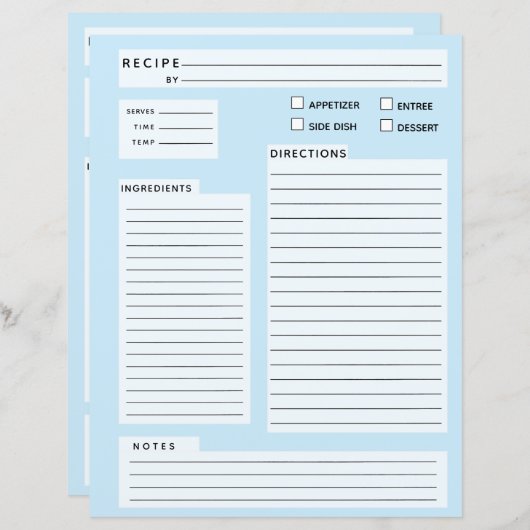 Rezept-Karte (Vorne/Hinten)