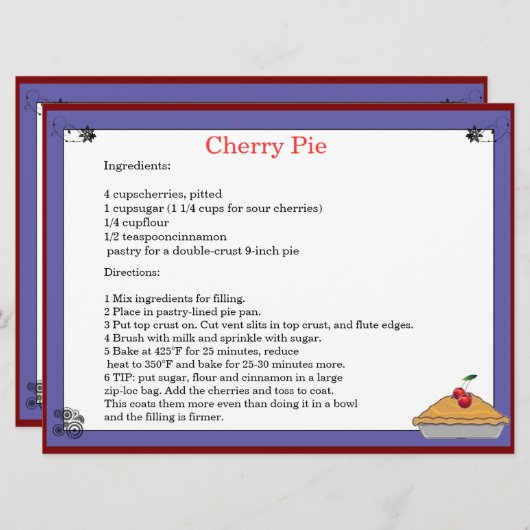 Rezept-Karte (Vorne/Hinten)