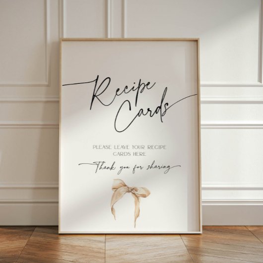 Rezept-Karte Beige Bow-Brautparty Bringen Sie den  Sockelschild