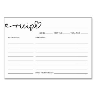Rezept Karte - Brautparty Rezepte - rustikal