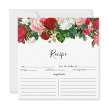 Rezept-Karte Burgund und Rosa Blumengarten