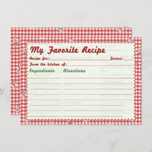 Rezept-Karte der 50er Jahre (Vorne/Hinten)