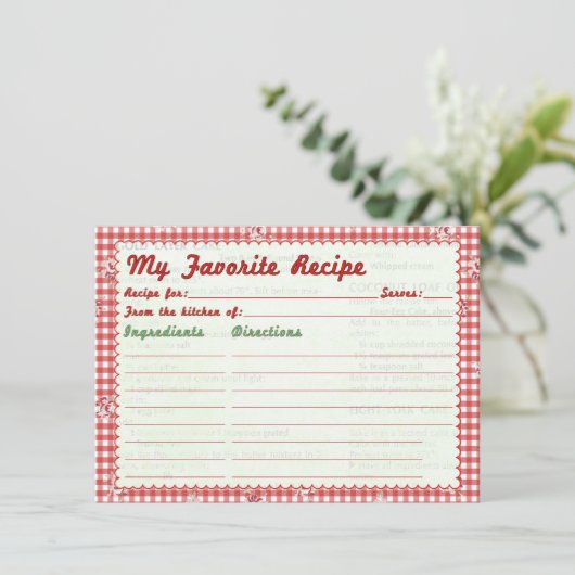 Rezept-Karte der 50er Jahre (Stehend Vorderseite)