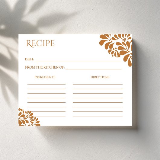 Rezept-Karte des mexikanischen Brautparty talavera