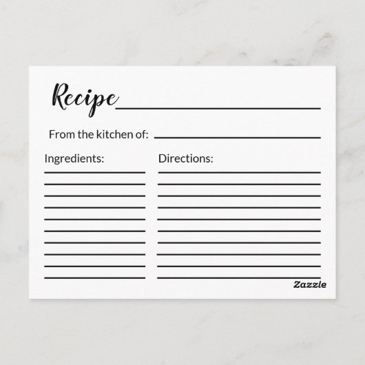 Rezept-Karte des verzauberten Lila Brautparty Postkarte (Rückseite)