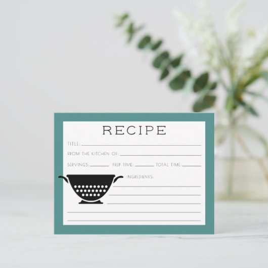 Rezept-Karte | Einfach modern Postkarte (Stehend Vorderseite)