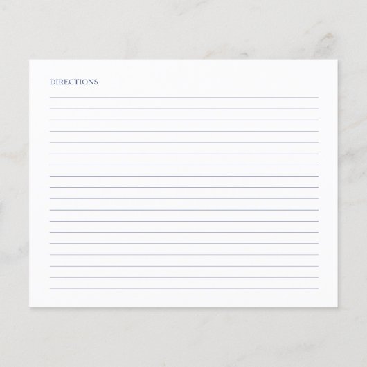 Rezept-Karte für blaues Brautparty (Rückseite)