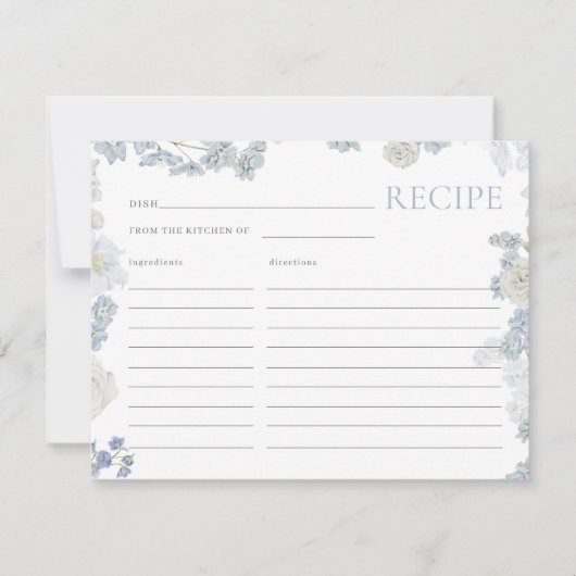 Rezept-Karte für blaues Brautparty (Vorderseite)