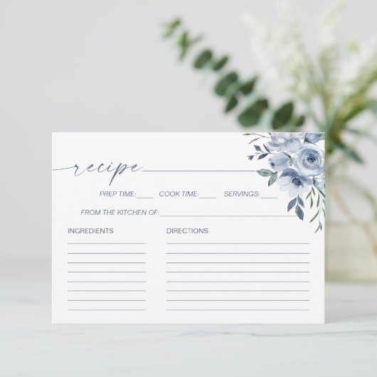 Rezept-Karte für blaues Brautparty Begleitkarte (Stehend Vorderseite)