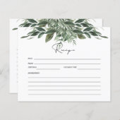 Rezept-Karte für botanisches Brautparty (Vorne/Hinten)