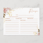 Rezept-Karte für das blütenfarbene Brautparty Postkarte (Vorderseite)