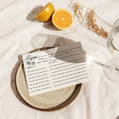 Rezept-Karte für das Brautparty frisch Begleitkarte