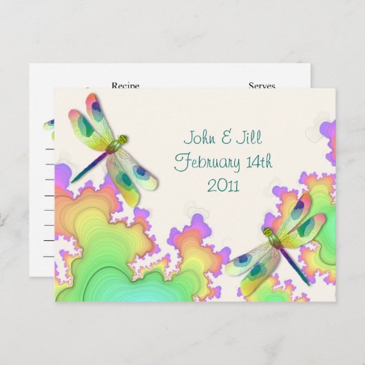 Rezept-Karte für das Fraktal der Libellen Postkarte (Vorne/Hinten)
