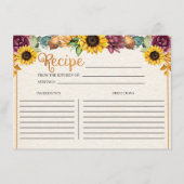 Rezept-Karte für den Herbst Sonnenblumen Begleitkarte (Vorderseite)