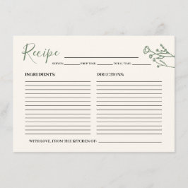 Rezept-Karte für die Braut Rustikale Wildblume Begleitkarte