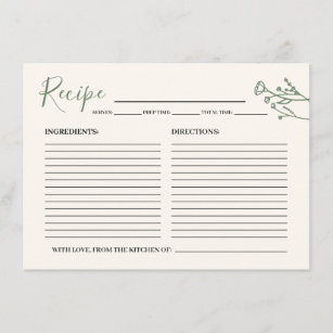 Rezept-Karte für die Braut Rustikale Wildblume Begleitkarte