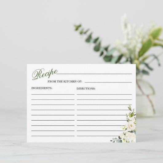 Rezept-Karte für Elfenbeinblüten - Brautparty Begleitkarte (Stehend Vorderseite)