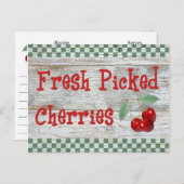 Rezept-Karte für frisch gepickte Kirschen Postkarte (Vorne/Hinten)