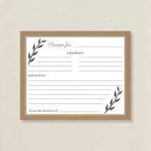 Rezept-Karte für Kraft und Rustikales Brautparty