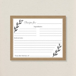 Rezept-Karte für Kraft und Rustikales Brautparty