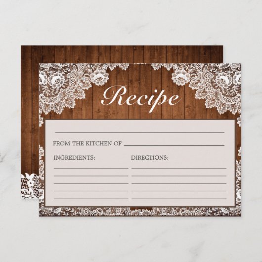 Rezept-Karte für rustikales Brautparty aus Holz un Postkarte (Vorne/Hinten)