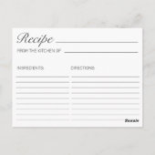 Rezept-Karte für rustikales Brautparty aus Holz un Postkarte (Rückseite)