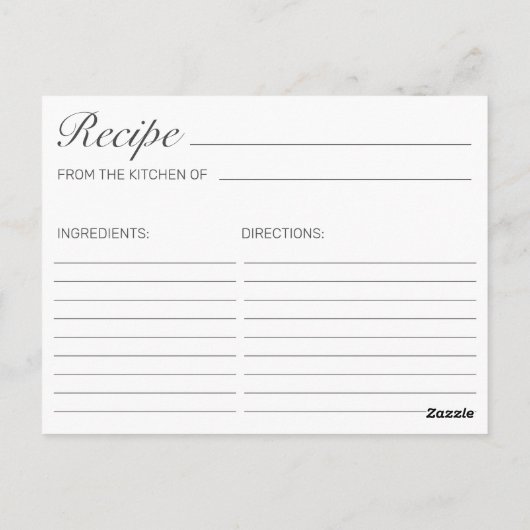 Rezept-Karte für rustikales Brautparty aus Holz un Postkarte (Rückseite)