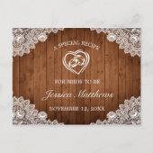 Rezept-Karte für rustikales Brautparty aus Holz un Postkarte (Vorderseite)