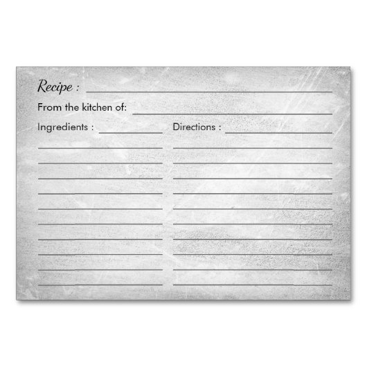 Rezept-Karte für rustikales Weißes Brautparty Tischnummer (Rückseite)