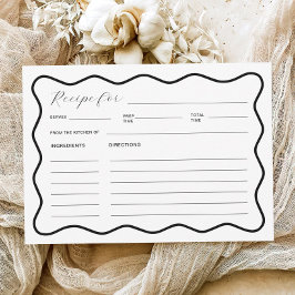 Rezept-Karte für schwarzes und weißes Brautparty Einladung