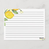 Rezept-Karte für Zitrone und Foliage Brautparty Postkarte (Rückseite)