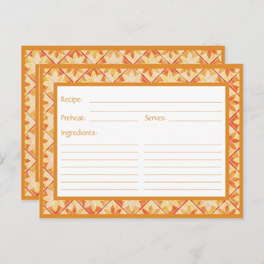 Rezept-Karte Herbst dekorative Blumenfliesen Postkarte (Vorne/Hinten)