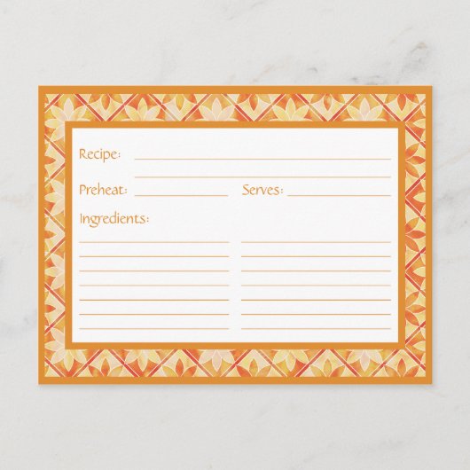 Rezept-Karte Herbst dekorative Blumenfliesen Postkarte (Vorderseite)