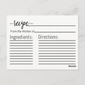 Rezept-Karte Herbst Orange Gray Watercolor Brie Postkarte (Rückseite)