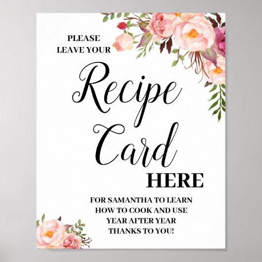 Rezept-Karte hier Brautparty-Zeichen verlassen Poster (Vorne)