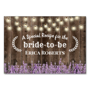 Rezept-Karte   Lavendel Rustikales Holz Tischnummer